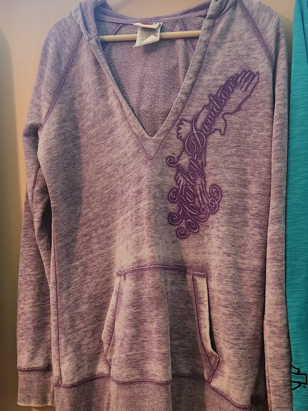 Harley-Davidson Heathered Lavender V-Neck Hoodie